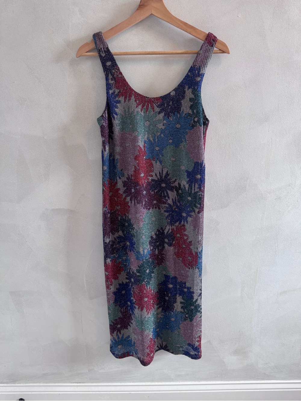 Splendid - Silver Floral Knit Midi Dress - Size S